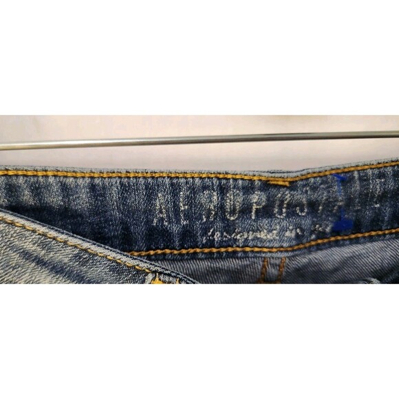 Aeropostale Jean Shorts Womens 00 Blue Cut Off Low Rise Distress Trash, Grunge, - Picture 2 of 5